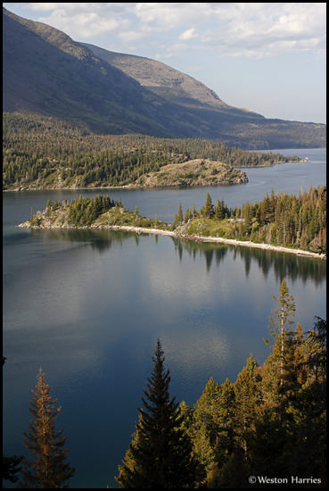 - Aerial View of a Penninsula on St. Mary Lake, Glacier NP -