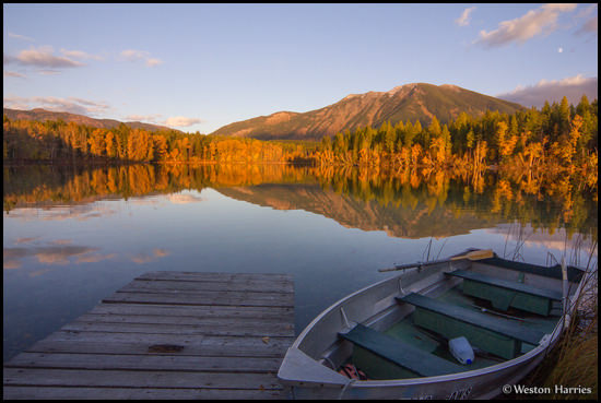 - Row Boat and Dock at Half Moon Lake, West Glacier, MT -