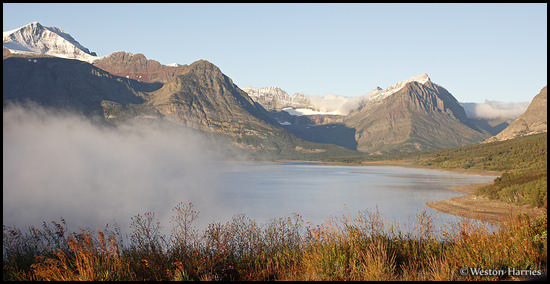 - Low Cloud Clearing Off of Lake Sherburne at Sunrise, Glacier NP -