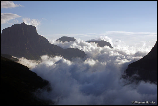 - St. Mary Valley Filled with Low Clouds at Sunrise, Glacier NP -