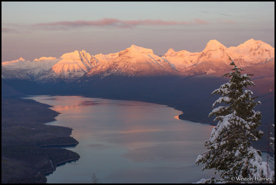 - Winter Sunset Over Lake McDonald, Seen From Apgar Lookout, Glacier NP -