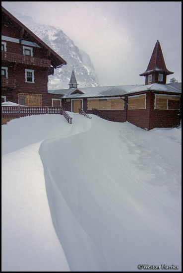 - Snow Drift Leading Up To Many Glacier Hotel, Glacier NP -