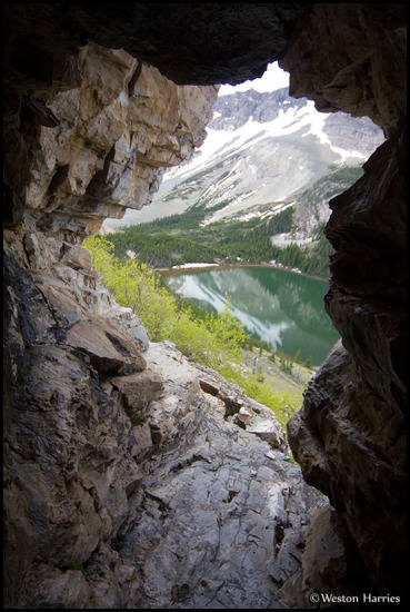 - Looking Down on Poia Lake From Poia Cave, Glacier NP -