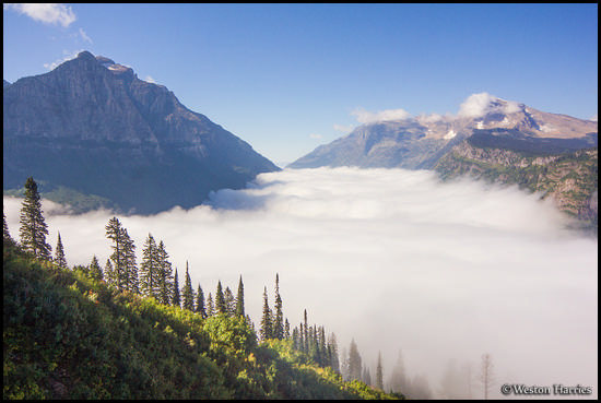 - McDonald Creek Valley Filled with a Sea of Clouds, Glacier NP -