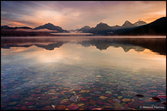 - Fog Clearing Off Lake McDonald at Sunrise, Glacier NP -