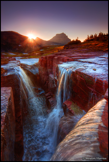 - Triple Falls at Sunrise, Glacier NP -