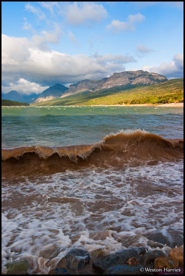 - Large Wave Breaking on the Shore
of Lake Sherburne, Glacier NP -