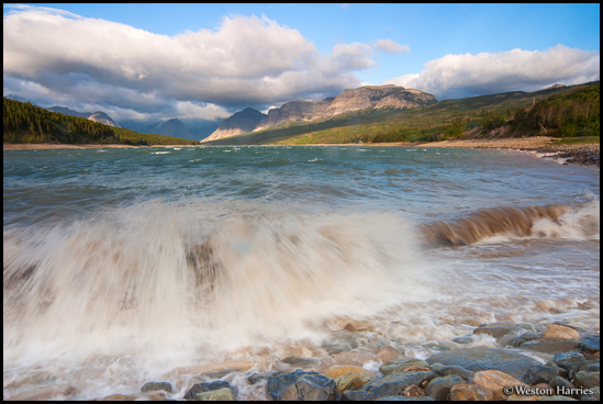 - Wave Crashing on the Shore of Lake Sherburne, Glacier NP -