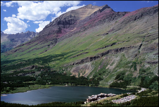 - Many Glacier Hotel and Mt. Henkel, Glacier NP -