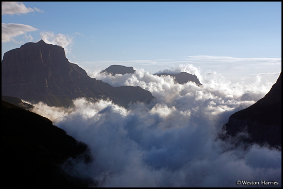 - St. Mary Valley Filled with Low Clouds at Sunrise, Glacier NP -