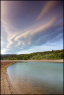 - Unusual Lenticular Cloud Formations Above the
Shore of Lower Two Medicine Lake at Sunset, Glacier NP -