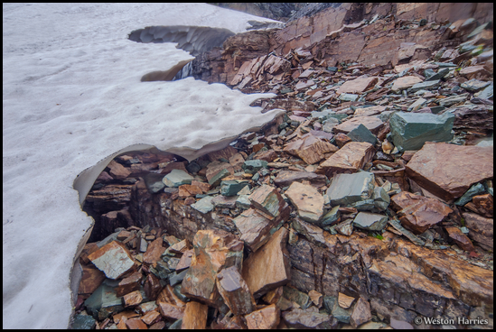 - Overhanging Melted Out Snowfield
at the Top Entrance to a Snow Cave, Glacier NP -