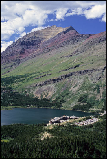 - Many Glacier Hotel and Mt. Henkel, Glacier NP -