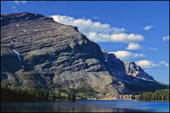 - Altyn Mountain, Swiftcurrent Lake, and Many Glacier Hotel, Glacier NP -
