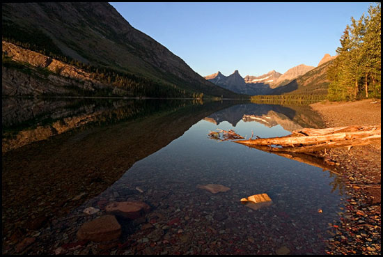 - Reflection in Cosley Lake at Sunrise, Glacier NP -
