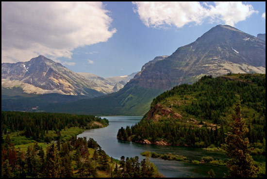 - Swiftcurrent Creek Winding Toward Wynn Mtn and Allen Mtn, Glacier NP -