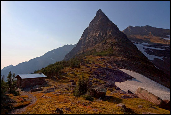 - Shelter Cabin Below Gunsight Mountain, Autumn, Glacier NP -
