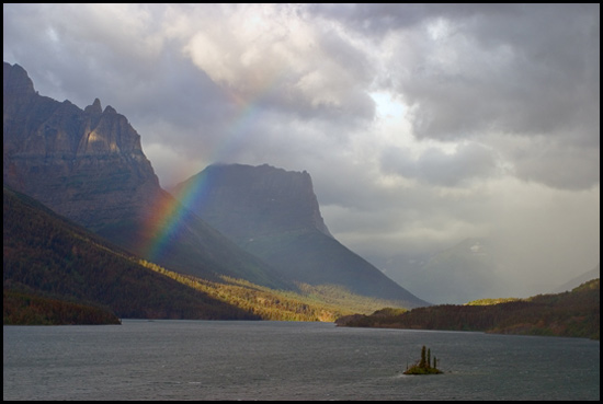 - Rainbow Over St. Mary Lake and Wild Goose Island, Glacier NP -