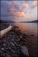 - Rocky Shore of Lake McDonald, Sunset, Glacier NP -