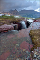 - Triple Falls at Sunset, Glacier NP -