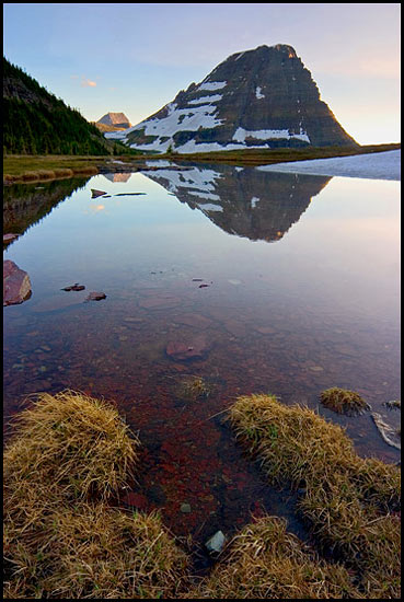 - Bearhat Mountain Reflected in a Seasonal Pond, Glacier NP -
