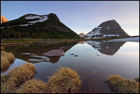 - Bearhat Mountain Reflected in a Seasonal Pond, Glacier NP -