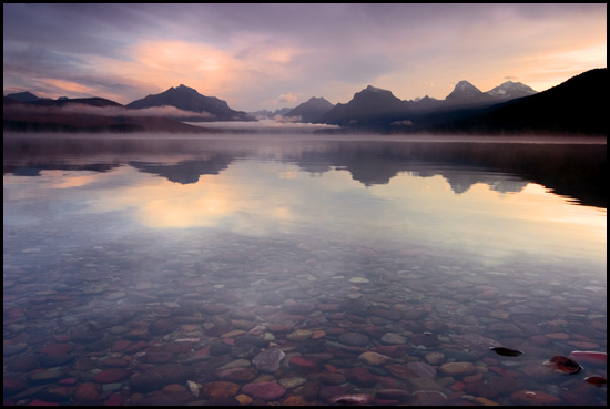 - Fog Clearing Off Lake McDonald at Sunrise, Glacier NP -