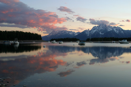 - Sunset Reflections on Jackson Lake at Leeks Marina, Grand Teton NP -