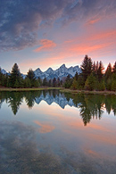 - Sunset Clouds and the Teton Range Reflected in the Snake River at Schwabacher's Landing, Grand Teton NP -