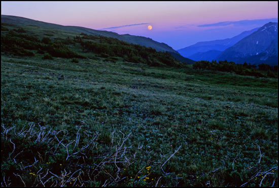 - Full Moon Rising Near Forest Canyon Pass, Rocky Mountain NP -