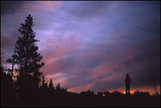 - Silhouette of a Hiker at Sunrise, Yellowstone NP -