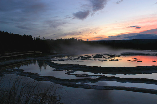 - Great Fountain Geyser, Sunset, Yellowstone NP -
