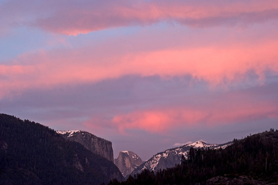 - Pink Sunset Clouds Over El Capitan and Half Dome, Yosemite NP -