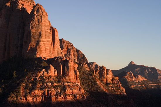- Last Light on the Tip of Shuntavi Butte, Kolob Canyon, Zion NP -