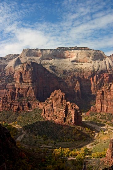 - Looking Down on the Big Bend, the Organ, Angels Landing, and Cathedral Mtn, Zion NP -